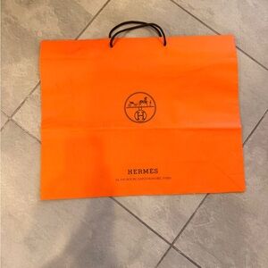 Hermes Paris Orange Shopping Gift Bag Tote